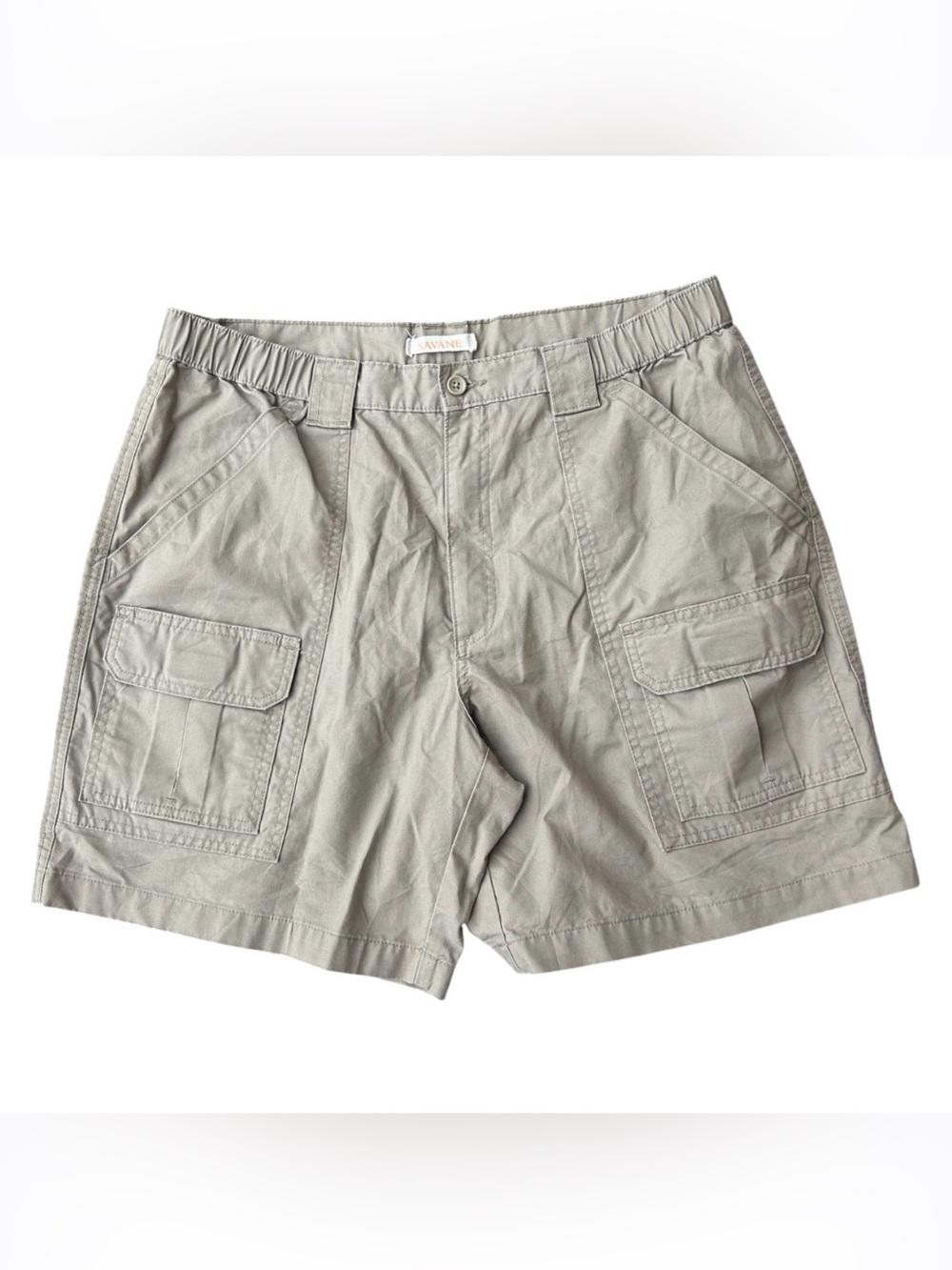 Savane Men's Elastic Waist Cargo Shorts - Tan / Khaki - Size 36